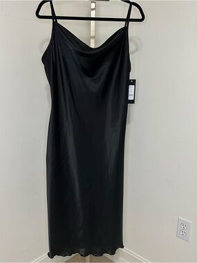 Black Bebe Slip Midi Dress with Cowl Neck